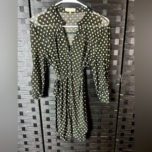 Sheer Polka Dot Blouse - Black with Nude/Tan Dots - size Medium